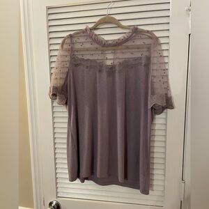 Perch by Blu Pepper boutique plus size woman’s 2x  Relaxed Ruffled Purple Blouse